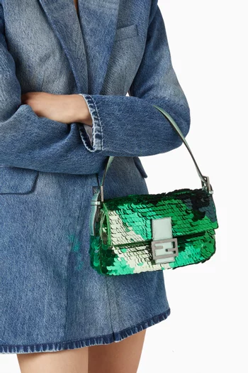 2022 Baguette Shoulder Bag in Sequin & Leather