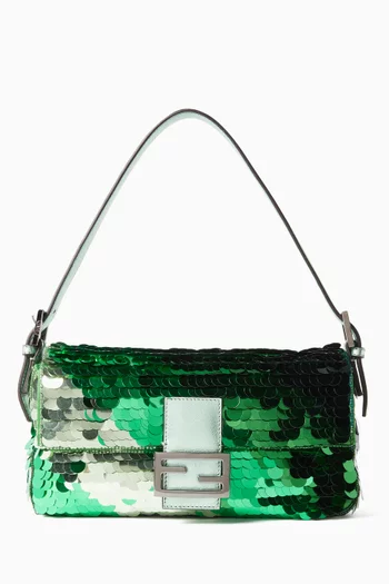 2022 Baguette Shoulder Bag in Sequin & Leather