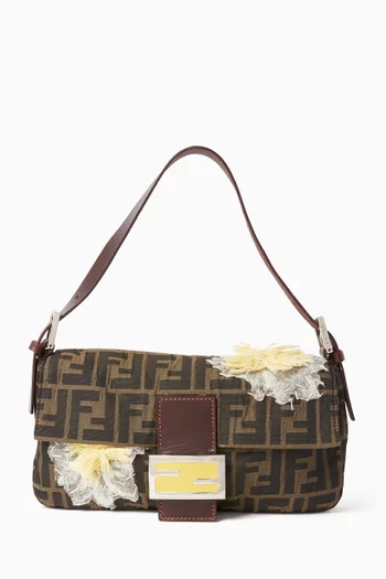 2000s Mesh Flower Baguette Bag in Zucca Canvas