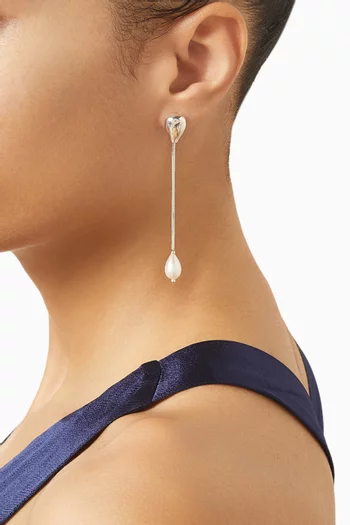 Remier Pearl Drop Earrings in Sterling Silver