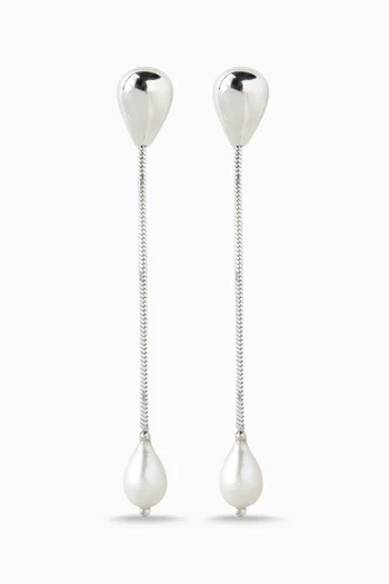 Remier Pearl Drop Earrings in Sterling Silver