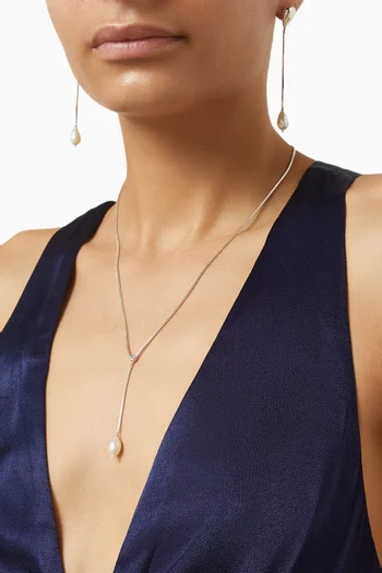 Remier Pearl Y-necklace in Sterling Silver