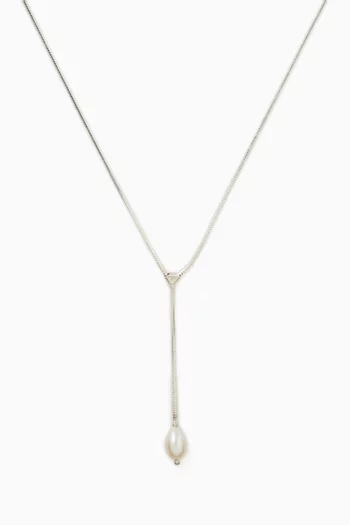 Remier Pearl Y-necklace in Sterling Silver