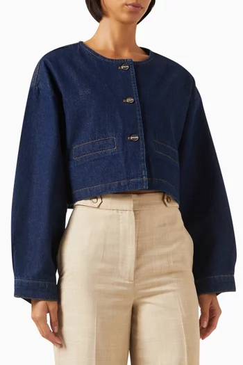 Elowen Cropped Jacket in Denim