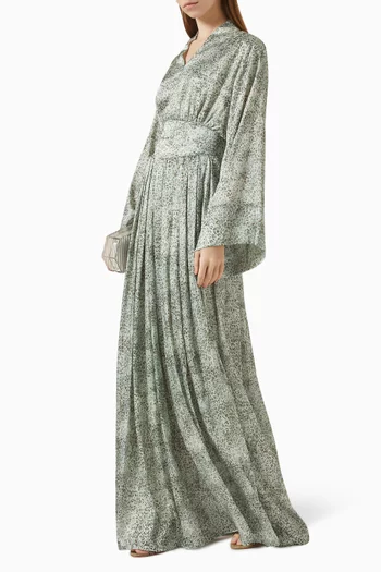 فستان ميرا طويل مزين بنقشة