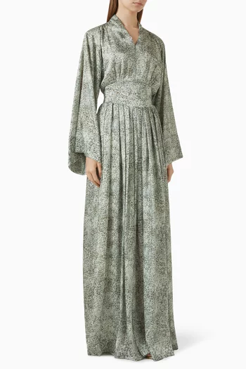 فستان ميرا طويل مزين بنقشة