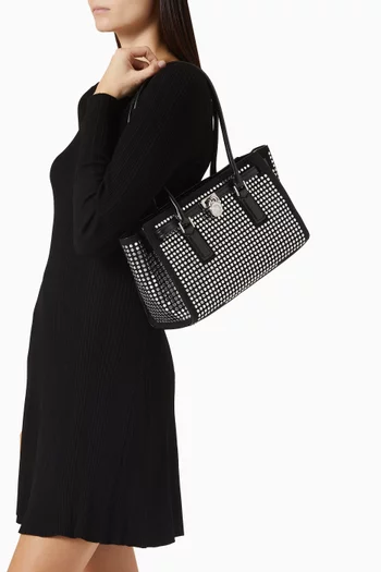 Small Hamilton Studded Satchel in Suede