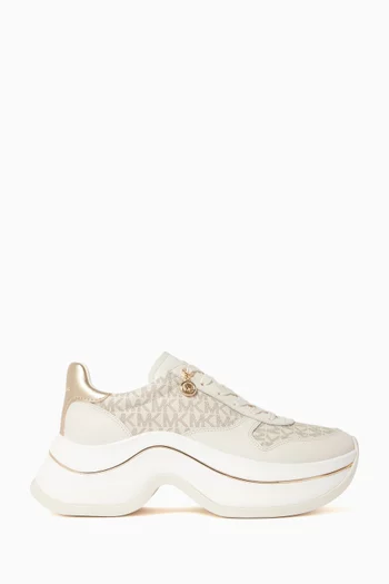 Arla Platform Sneakers in Logo Canvas & Suede