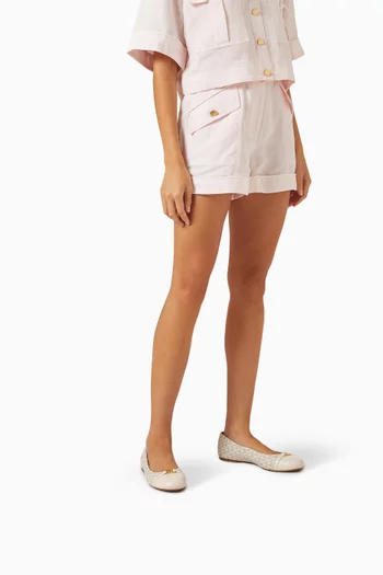 حذاء باليرينا ماندي بكعب مسطح قنب بنقشة شعار الماركة