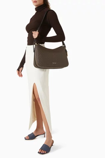 حقيبة كتف نوليتا متوسطة بحمالة قابلة للتعديل قنب بنقشة شعار الماركة