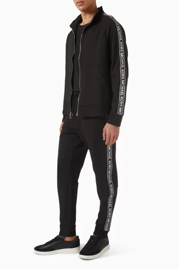 جاكيت بسحّاب وشريط شعار الماركة مزيج قطن