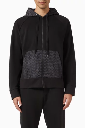 كنزة بغطاء رأس وشعار الماركة الشهير مزيج قطن