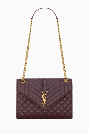 Medium Envelope Shoulder Bag in Grain De Poudre Embossed Leather