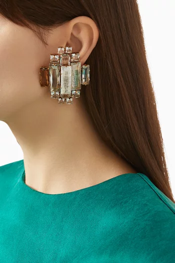 Crystal Medallion Clip-on Earrings