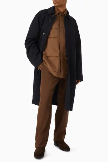 Straight-leg Pants in Wool-cotton Blend