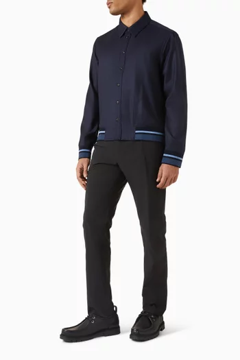 Striped Shirt Jacket in Wool Blend