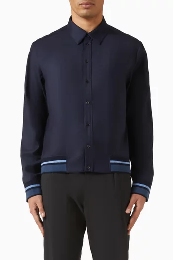 Striped Shirt Jacket in Wool Blend