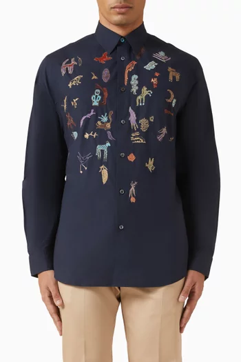 Little Beasts Embroidered Shirt in Cotton