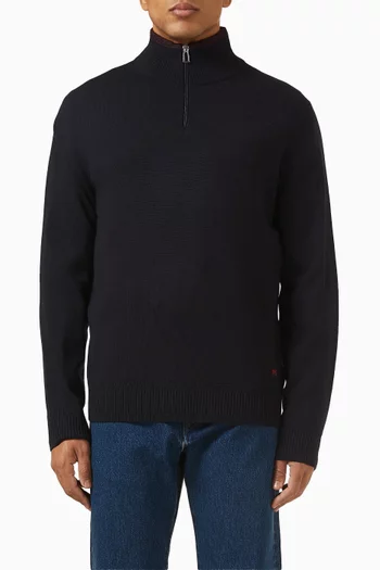 Zip-neck Knit Sweater in Merino Wool