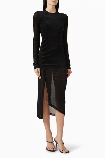 فستان ألفا متوسط الطول مخمل