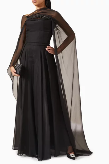 Caresse Set in Satin & Silk Chiffon