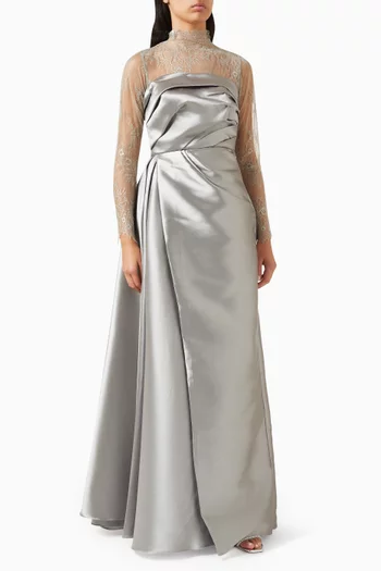 Vincennes Dress in Satin & Lace