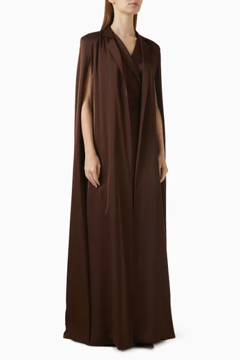 Majesty Cape-style Maxi Dress in Textured Woven-blend