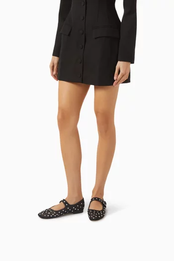 حذاء باليرينا ميكيلا شاين بكعب مسطح قماش شبكي