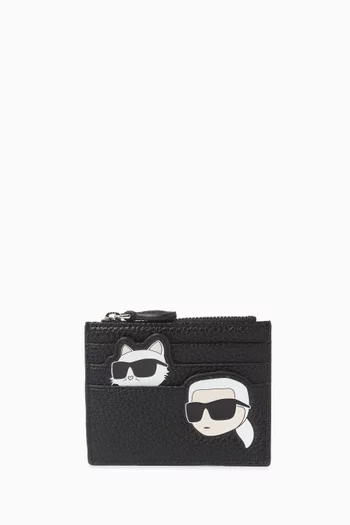 حافظة بطاقات ايكون جلد بارز الملمس