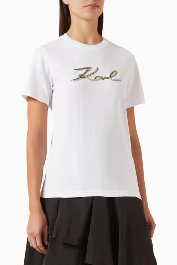 Sequin-embellished Logo T-shirt in Organic-cotton