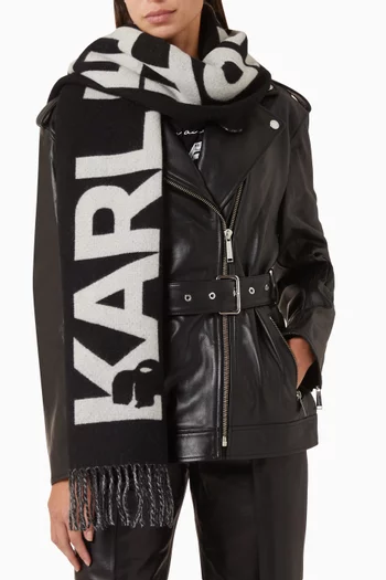 K/Essential Logo Scarf in Wool-blend Knit