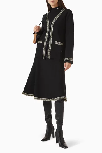 تنورة متوسطة الطول بأشرطة مطرزة من بوكليه