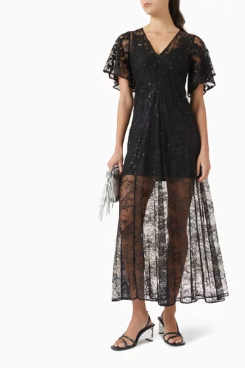 Sequin-embellished Maxi Dress in Lace