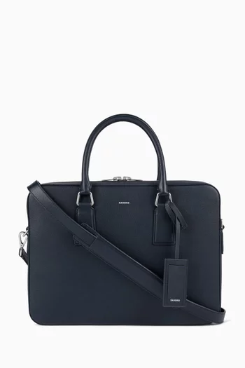 Large Briefcase in Grained Leather
