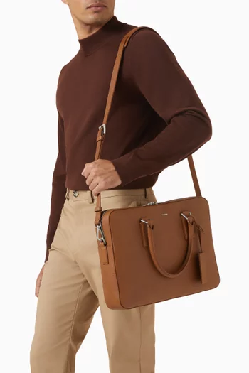 Large Briefcase in Grained Leather