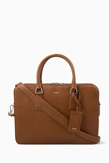 Large Briefcase in Grained Leather