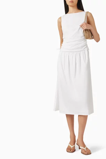 فستان سارة متوسط الطول قطن