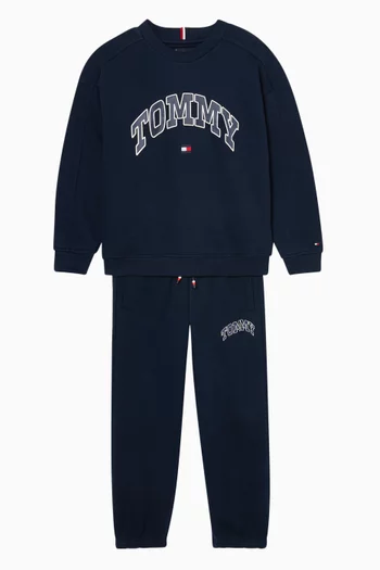 Varsity Logo Print Sweatpants in Fleece