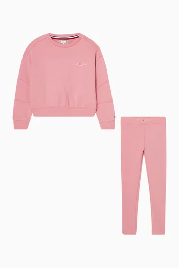 طقم سويت شيرت ولغينغز بشعار الماركة