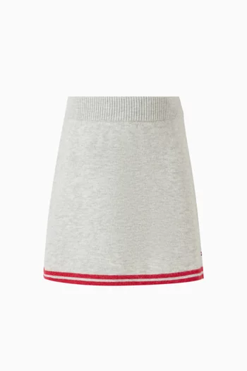 تنورة ميني بنسيج مضلع بتصميم جامعي مزيج قطن 