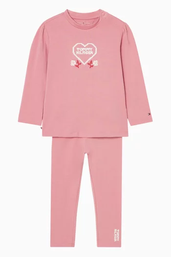 لغينغز بنقشة قلوب قطن جيرسيه