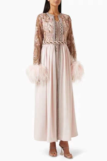 Feather Sleeve 2-piece Dress Set