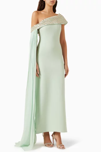 One-shoulder Embellished Maxi Dress