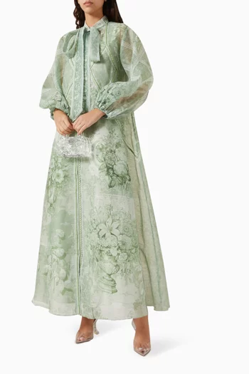 Isabeau Printed Bow Dress in Organza