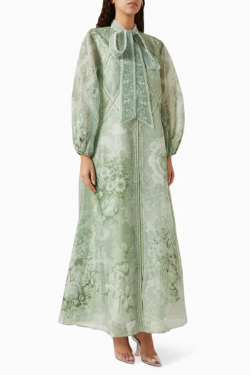 Isabeau Printed Bow Dress in Organza