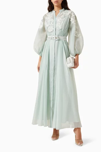 Eric Belted Dress in Organza