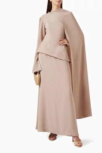 طقم بلوزة غير متماثلة وتنورة كريب