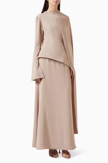 طقم بلوزة غير متماثلة وتنورة كريب