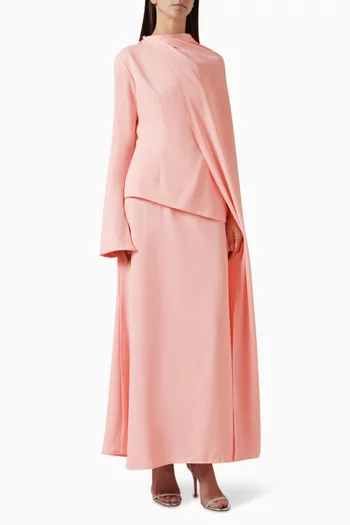 طقم بلوزة غير متماثلة وتنورة كريب