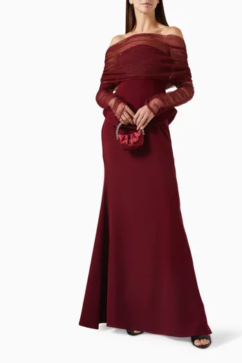 طقم تنورة طويلة وبلوزة بنمط مشد، 3 قطع